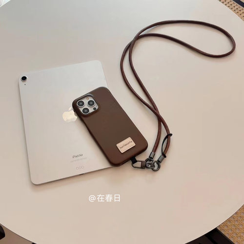 在春日美拉德ins高级感皮质斜挎挂绳手机壳17promax/14新款适用iPhone15pro/13promax硬壳16promax - 图2