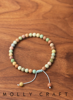 彩虹糖马卡龙色天然阿拉善手串