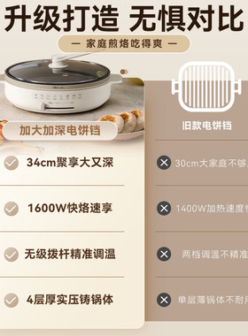 小熊电饼铛家用单面煎饼锅加大烙饼锅水煎包早餐机蛋饼机煎烤机