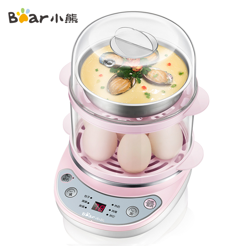 小熊米淘专卖店小熊煮蛋器多功能家用双层蒸蛋器定时自动断电迷你早餐机鸡蛋神器0