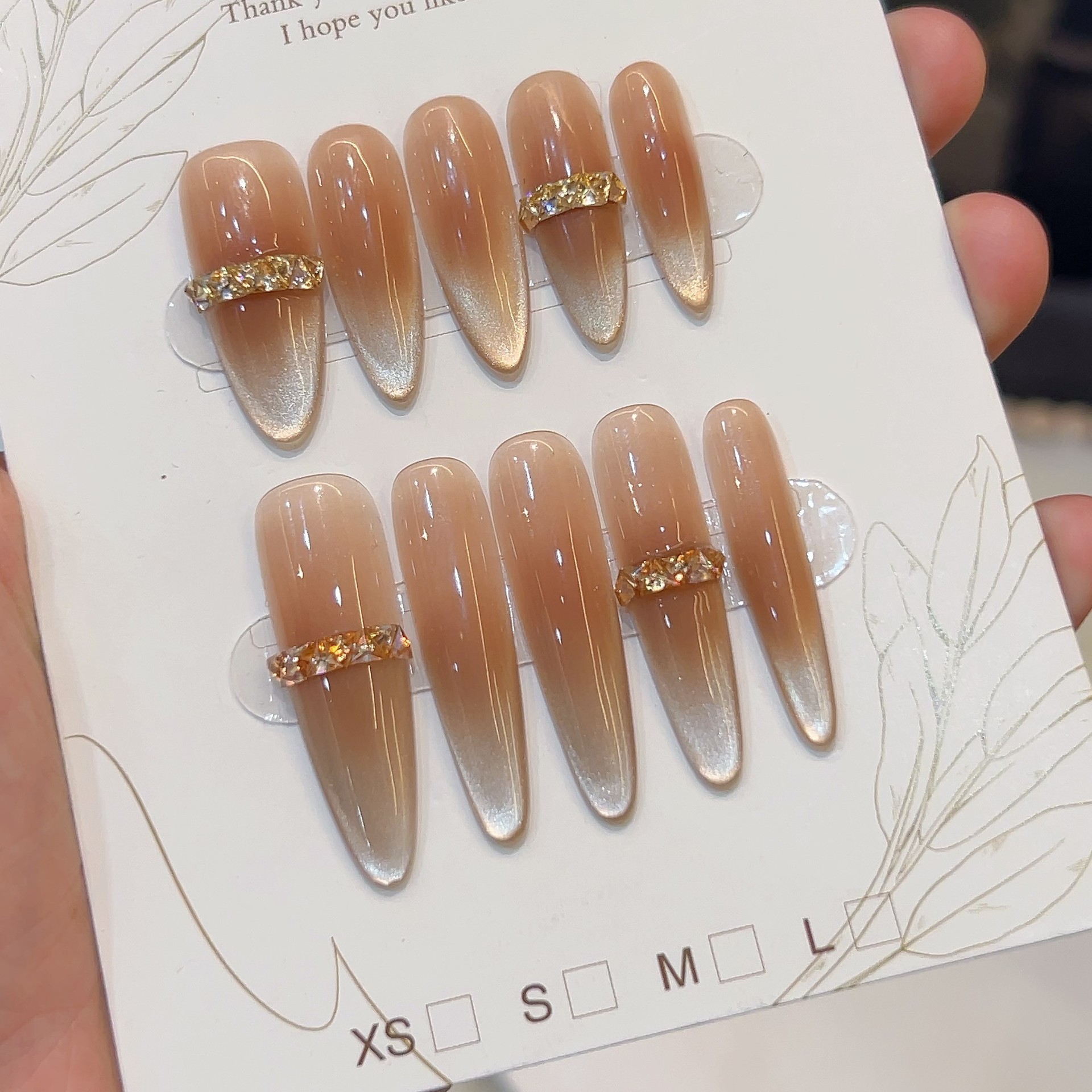 Lord of the Rings Purely Handmade Wearable Nails, Cat Eye Nail Art and Diamond Ring, Whitening, Pure Desire, Light Luxurious and Exquisite Manicure