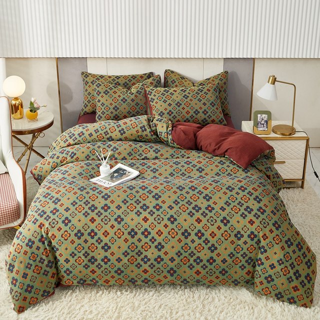Wired He cotton double layer yarn color jacquard single sheet single double sheet 240x250 single piece