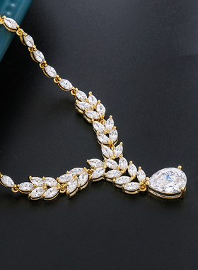 唯曼经典锆石铜常规链女结婚项链