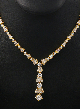 唯曼经典女锆石首饰套装项链耳环