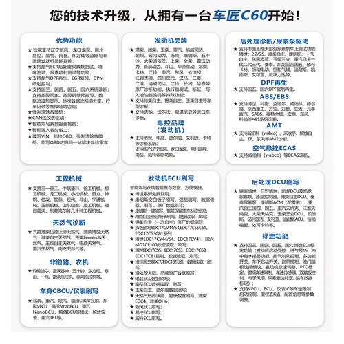 车匠c60柴油诊断仪柴油电喷共轨车全车系故障解码器诊断刷写标定 - 图1