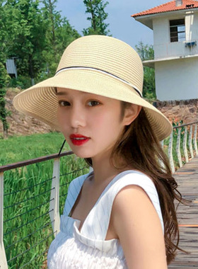 简约草帽女夏季遮阳防晒帽子