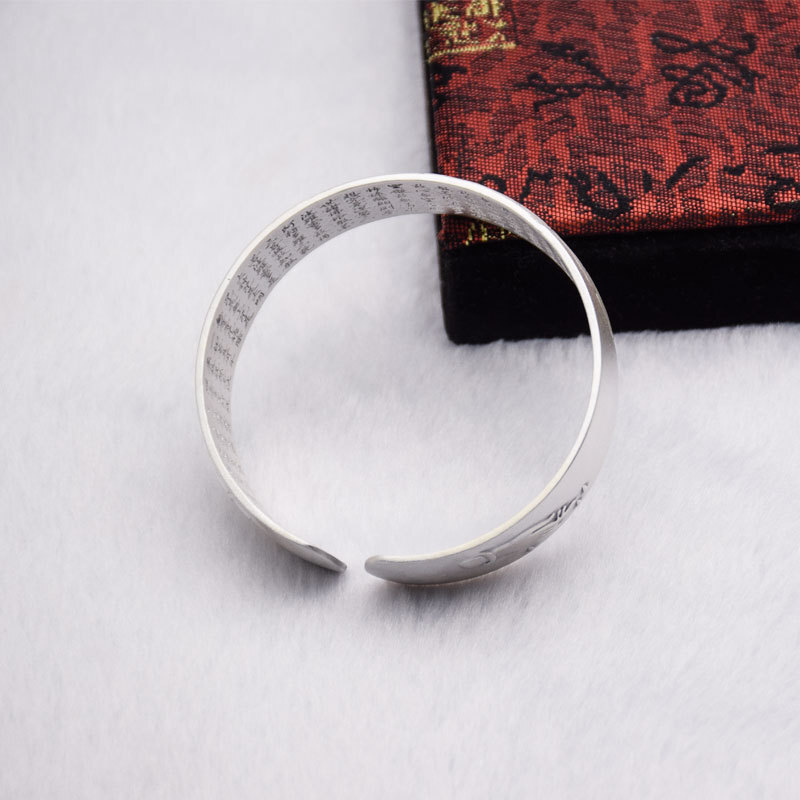 时尚百搭网红同款s999复古莲花足银 tsangkai曾家银手镯