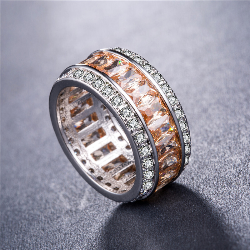 镀银锆石彩色满钻女士指环 tsangkai曾家银戒指/指环