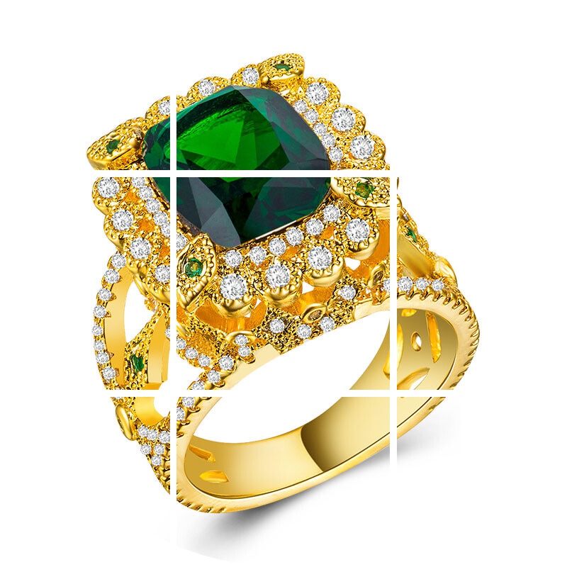 镀18k金镶锆石女士宝石礼物戒指环 tsangkai曾家银戒指/指环