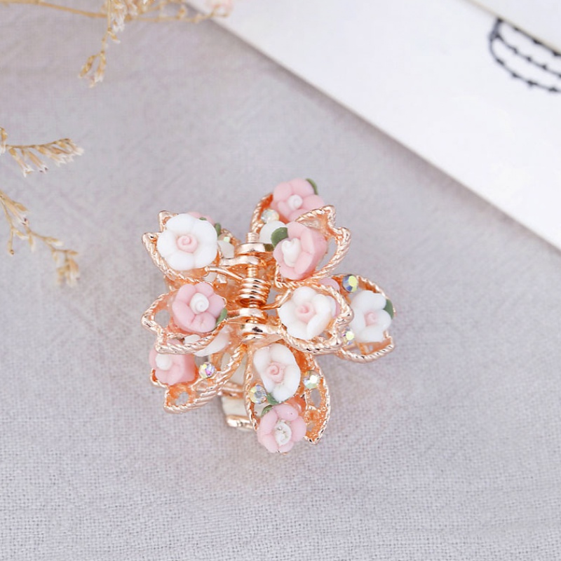 抖音新款软陶玫瑰花小爪夹合金顶夹 tsangkai曾家银发饰