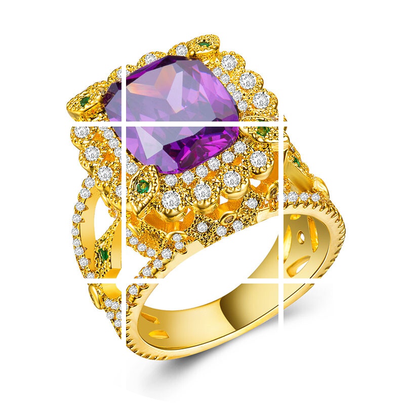 镀18k金镶锆石女士宝石礼物戒指环 tsangkai曾家银戒指/指环