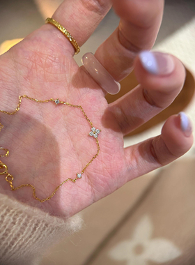 S925纯银星雾序曲四叶草手链女纯银轻奢小众设计感手饰2025新款