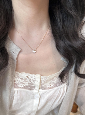 S925纯银kitty蝴蝶结可爱小猫贝母甜美风项链