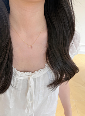 S925纯银双生十字架轻奢高级感项链