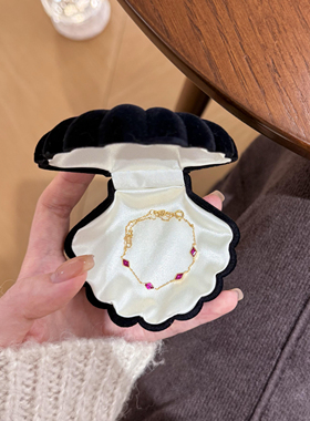 S925纯银梦想成真菱形红刚玉日系轻奢高级感手链