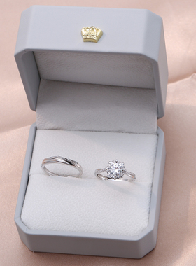 仿真钻戒星织款扭臂微镶男女对戒结婚用的戒指一对婚礼仪式道具