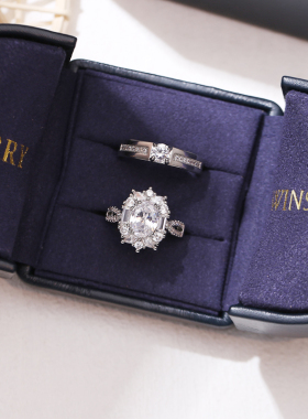 欧式婚礼仿真男女活口戒指锆石