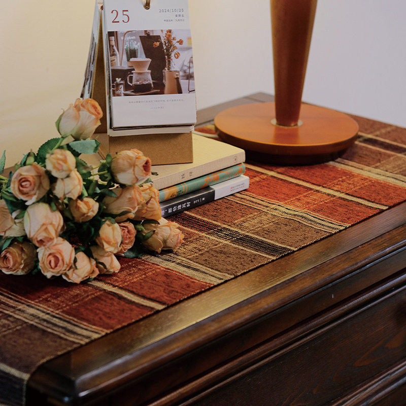 流苏红桌旗美式红格子餐桌旗家用长方形复古茶几盖布柜子台布定制,淘宝优惠券,粉丝福利购,淘宝优惠卷