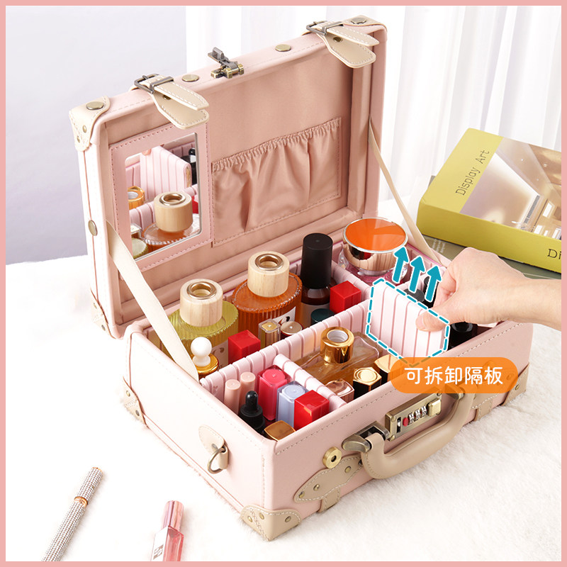 uniwalker复古ins风化妆箱女大容量手提箱镜子皮箱便携旅行收纳箱,淘宝优惠券,粉丝福利购,淘宝优惠卷