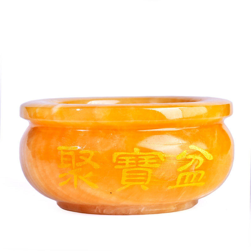 天然黄玉聚宝盆摆件大小号家居装饰玉石元宝客厅书房店铺开业礼品,淘宝优惠券,粉丝福利购,淘宝优惠卷