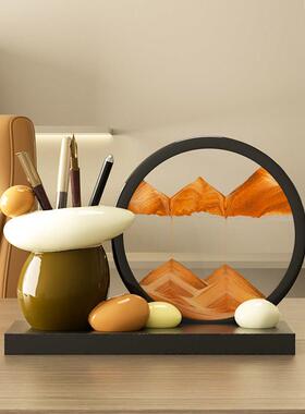 时来运转笔筒流沙画画摆