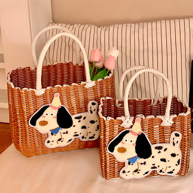 2025 new grocery shopping basket hand-woven small carry frame