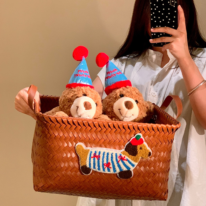可爱小狗藤编织脏衣服收纳筐家用大容量脏衣篓玩具零食收纳盒新款,淘宝优惠券,粉丝福利购,淘宝优惠卷