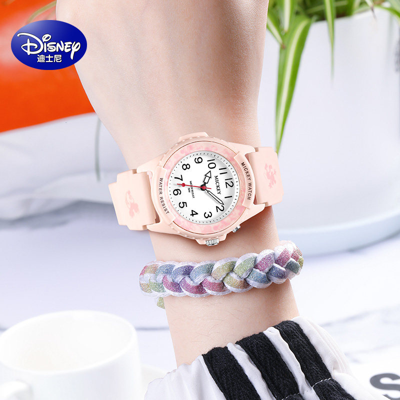 迪士尼女孩指针式防水夜光女石英表 童赞手表国产腕表
