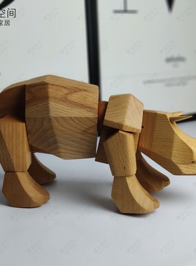 丹麦木偶关机实木变形金刚犀牛