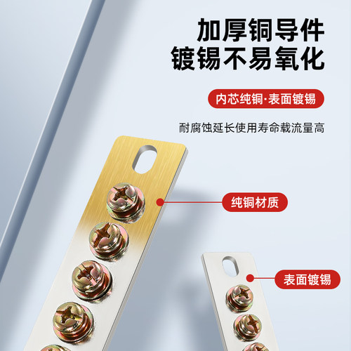 地线排配电箱接地铜排3/5/7孔端子零排汇流排机箱零线排接线端子 - 图2