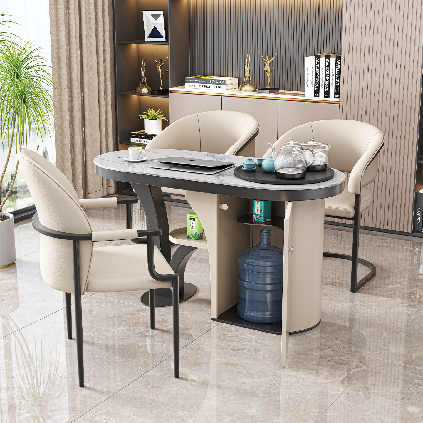 岩板阳台小茶桌椅组合轻奢现代高级感泡茶一体茶几客厅家用小茶台,淘宝优惠券,粉丝福利购,淘宝优惠卷