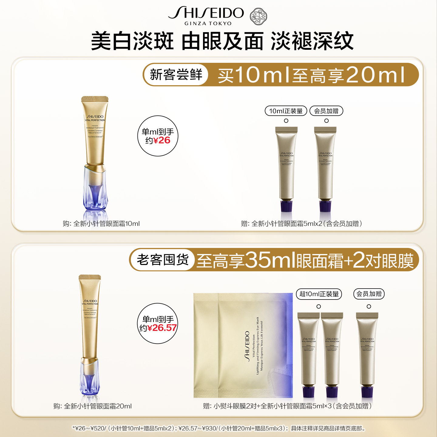 【重磅新品】资生堂小针管眼霜淡泪沟黑眼圈纯A醇祛斑淡纹抗皱
