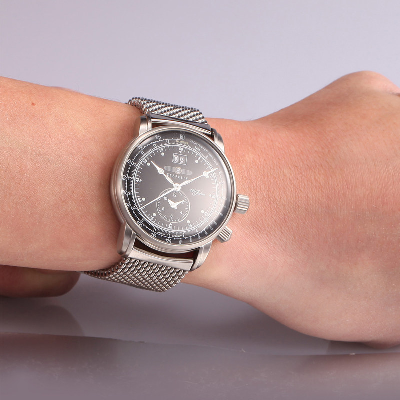 齐博林德国钢带手表男士商务男表石英表双时区齐柏林腕表送表带