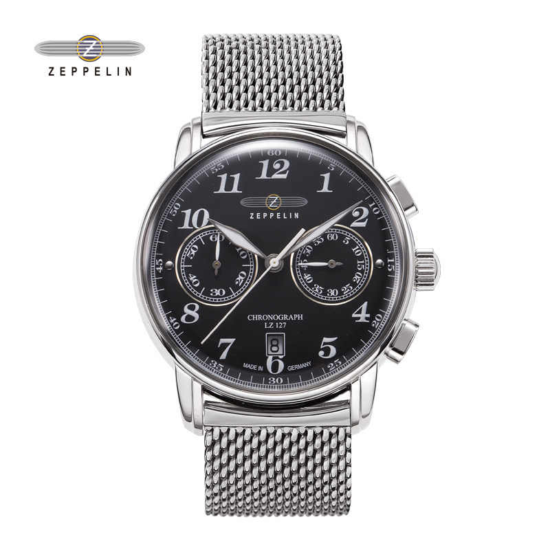 齐博林钢带手表德国进口多功能计时码石英男士防水腕表【送皮带】