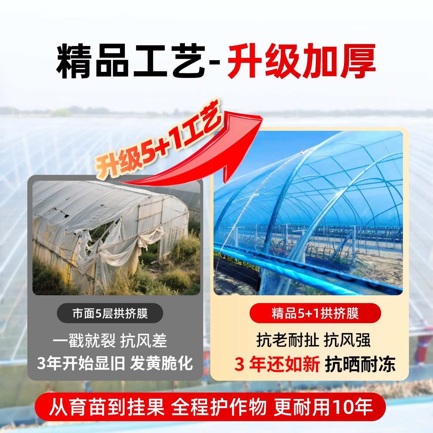 进口大棚膜农用抗老化塑料纸蔬菜保温加厚无滴膜PO膜透明防水薄膜,淘宝优惠券,粉丝福利购,淘宝优惠卷