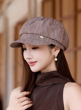 黑色女款八角贝雷帽日系百搭防晒