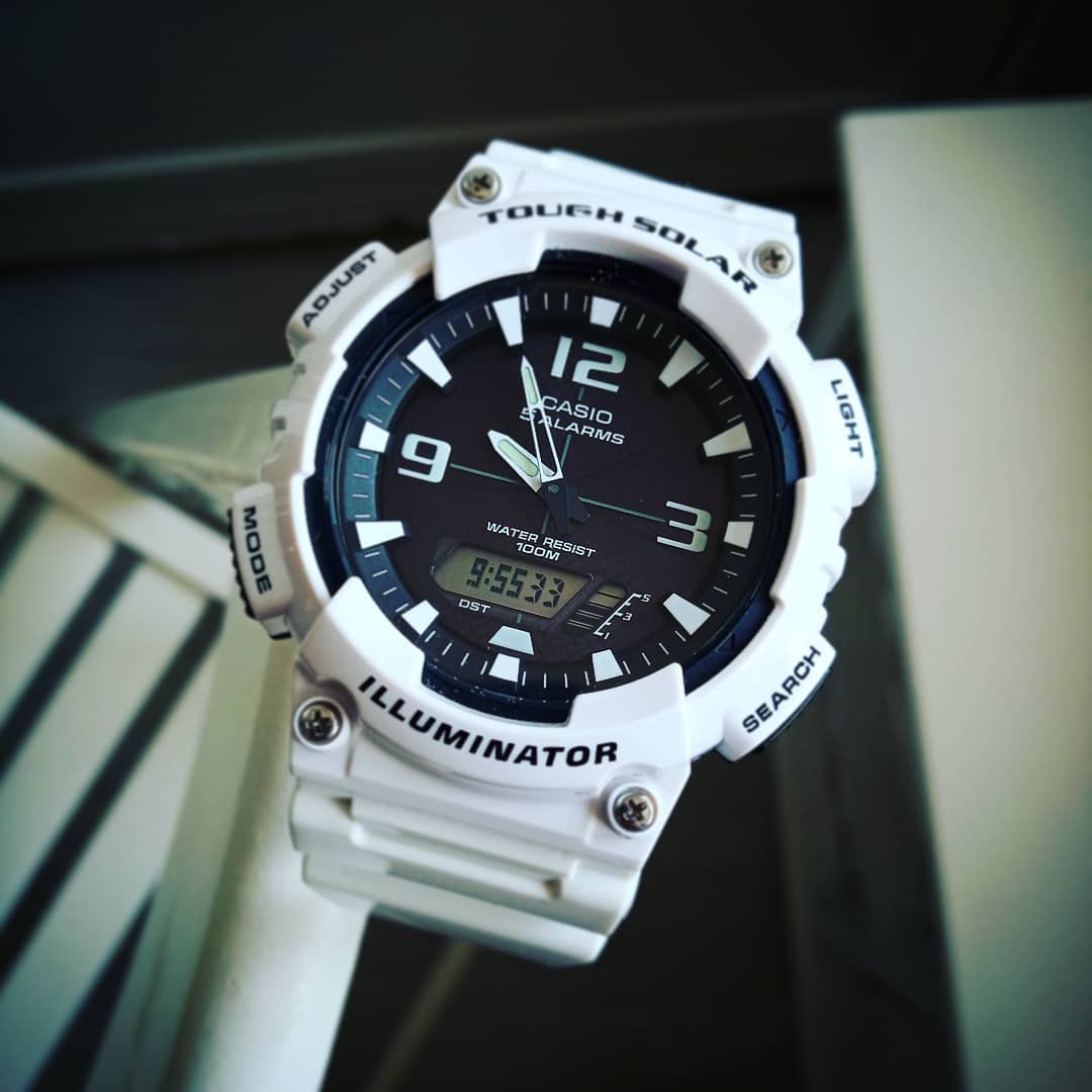 卡西欧 CASIO 太阳能学生黑武士 防水运动电子手表男AQ-S810WC-7A - 图0