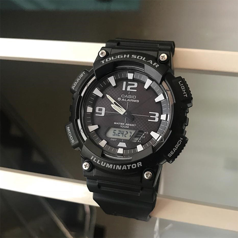卡西欧 CASIO 太阳能学生黑武士 防水运动电子手表男AQ-S810WC-7A - 图1