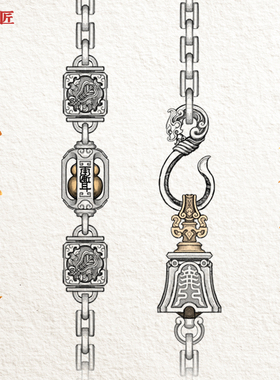 琢匠国风道系s925银暗八仙手链