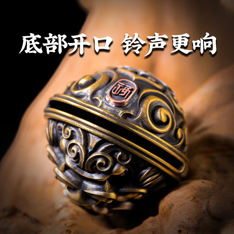 饕餮虎｜琢匠原创国风复古黄铜虎头铃铛钥匙扣车内挂件小吊坠宫铃,淘宝优惠券,粉丝福利购,淘宝优惠卷