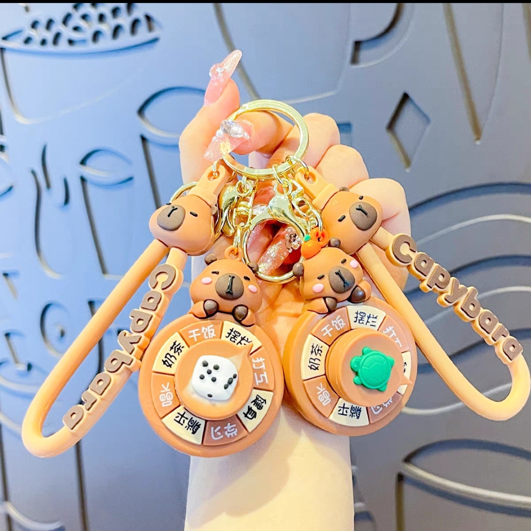 创意网红卡通卡皮巴拉挂件转盘包包个性钥匙链水豚君挂件 - 图1