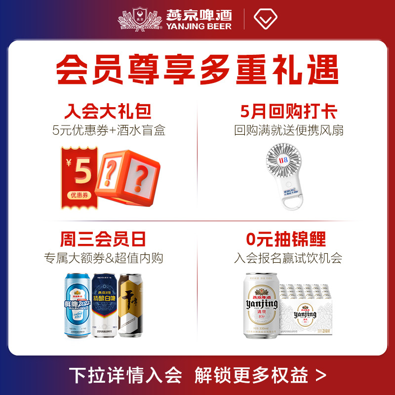 燕京啤酒 11度蓝听500ml*12听 官方旗舰店直营官方正品整箱包邮主图1