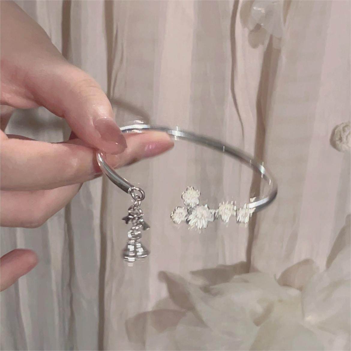 楚噢CHUO足银9999桃花铃铛手镯手环纯银新中式国风精致女小众新款,淘宝优惠券,粉丝福利购,淘宝优惠卷