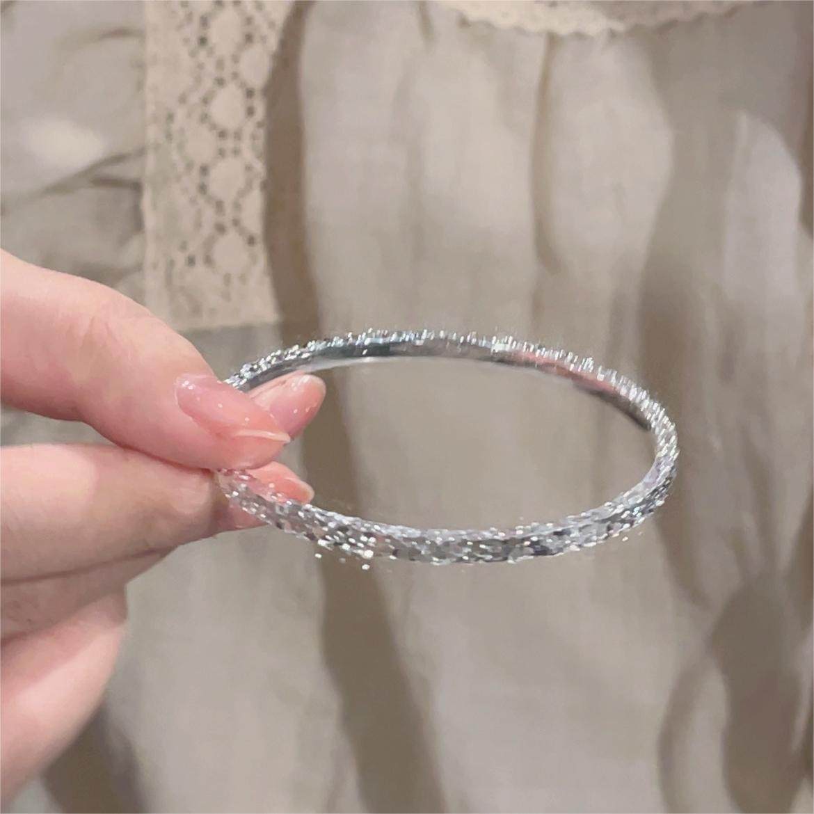 楚噢CHUO足银9999亮片碎冰冰手镯实心纯银闭口不掉色简约少女礼物,淘宝优惠券,粉丝福利购,淘宝优惠卷