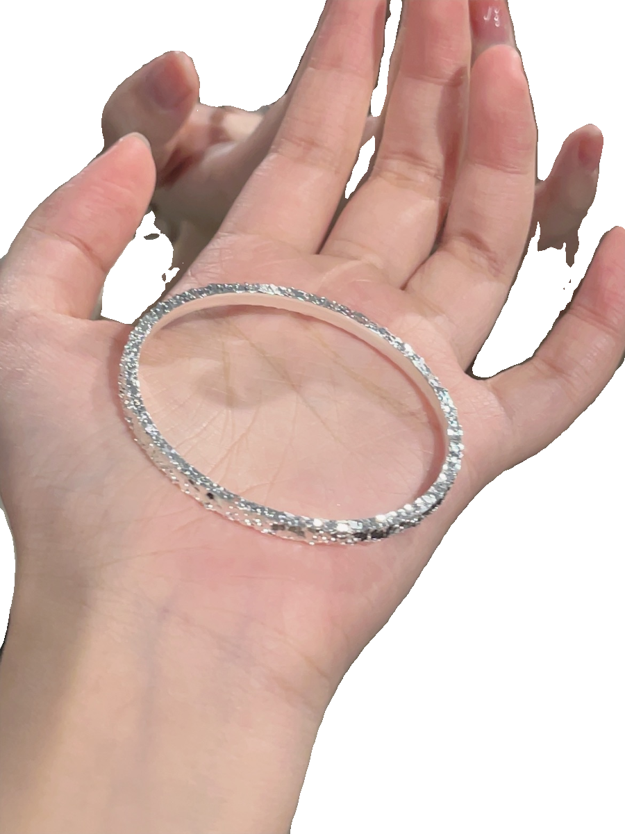 楚噢CHUO足银9999亮片碎冰冰手镯实心纯银闭口不掉色简约少女礼物,淘宝优惠券,粉丝福利购,淘宝优惠卷