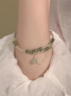 楚噢CHUO橄榄石翠绿竹节手链气质