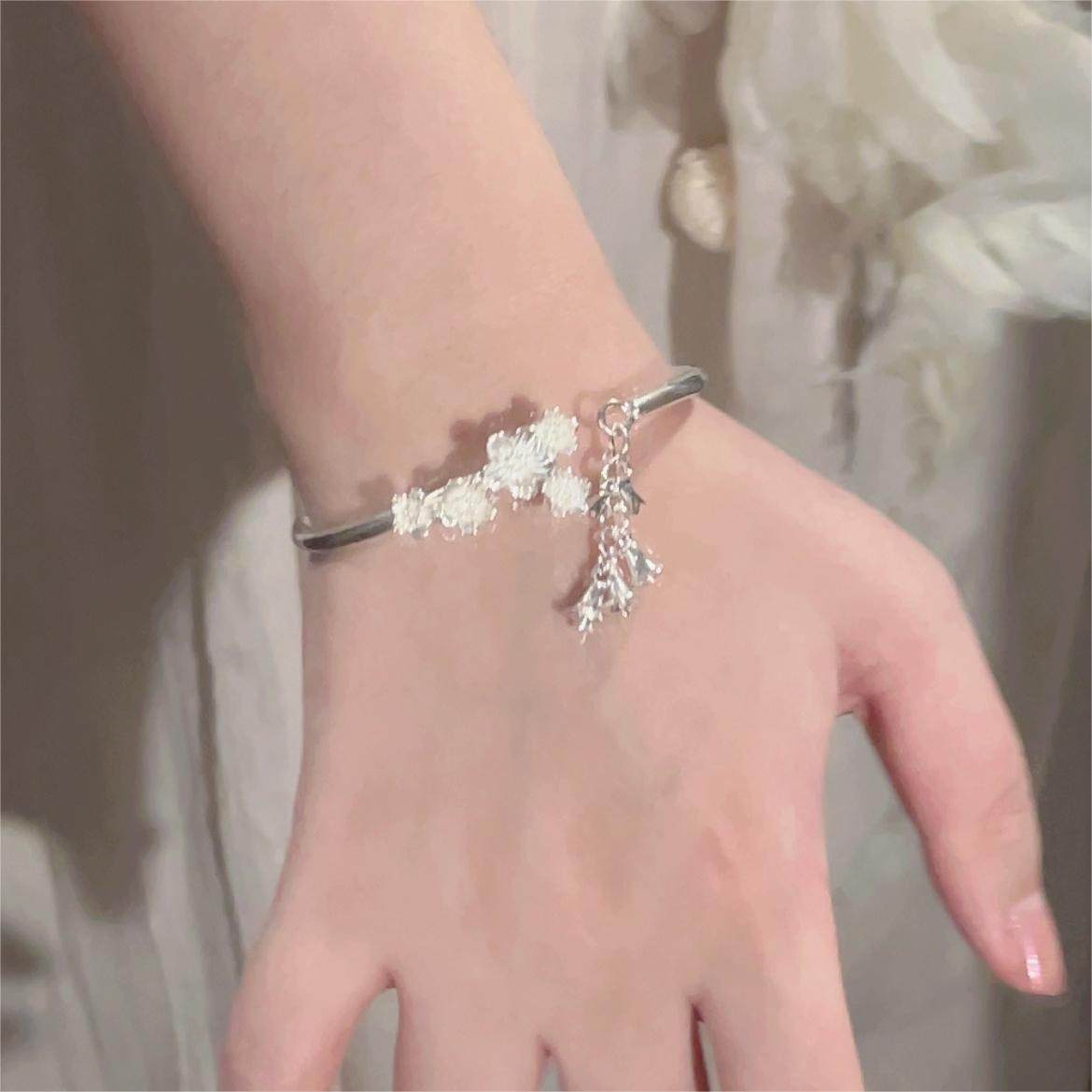 楚噢CHUO足银9999桃花铃铛手镯手环纯银新中式国风精致女小众新款,淘宝优惠券,粉丝福利购,淘宝优惠卷