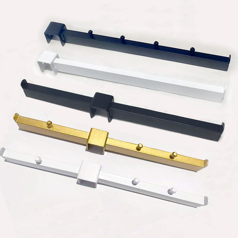 服装店卡方管挂钩挂钉前三后二正挂侧挂货架点挂黑色白色银色金色 - 图0