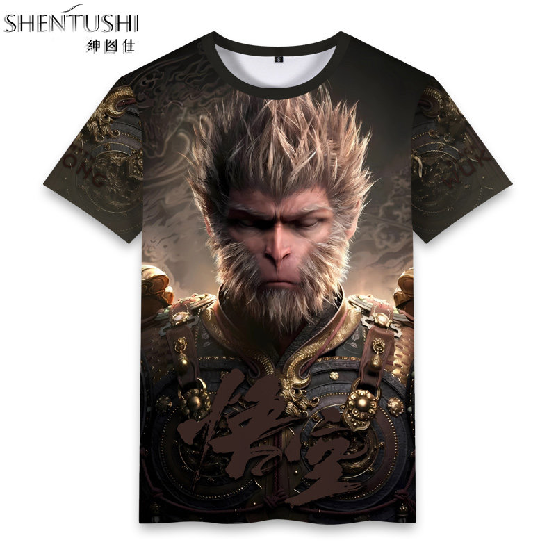 黑神话悟空steam游戏周边风灵月影孙悟空联名男女同款夏短袖衣服