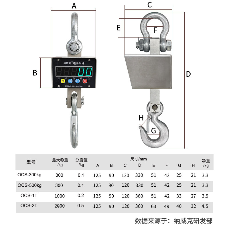 纳威克不锈钢防水300kg电子吊秤500kg1T无线手持吊钩秤2T吊磅3吨,淘宝优惠券,粉丝福利购,淘宝优惠卷